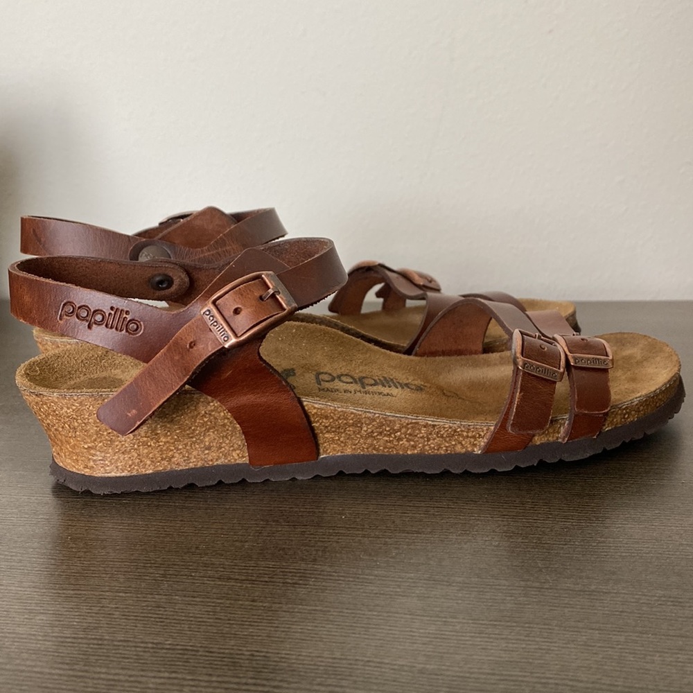 Birkenstock Papillio Lana Wedge
Leather Sandals in Cognac Size 8-8.5 or 39 Women